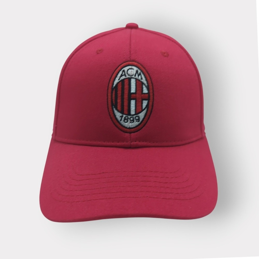 AC Milan Fan Ink Red Snapback Hat Official Licensed Soccer Club Cap 1899 Crest